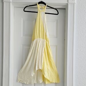 Yellow and Cream Halter Dress